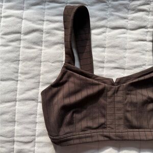 ALO Brown Ribbed Pin Stripe Women's Bralette